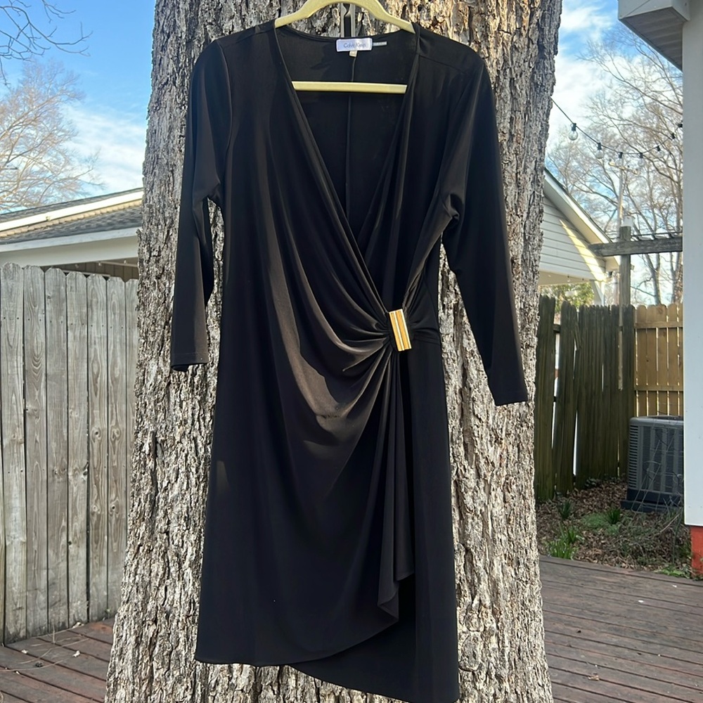 Calvin Klein Women's Draped Wrap Dress, Black, Size M